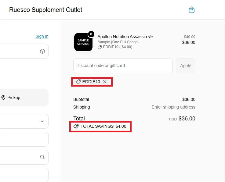 Ruesco working coupon